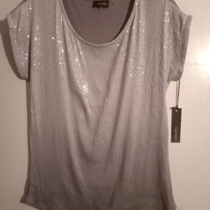 Crosby Size S/ Sequin Top/Silver-Lavender